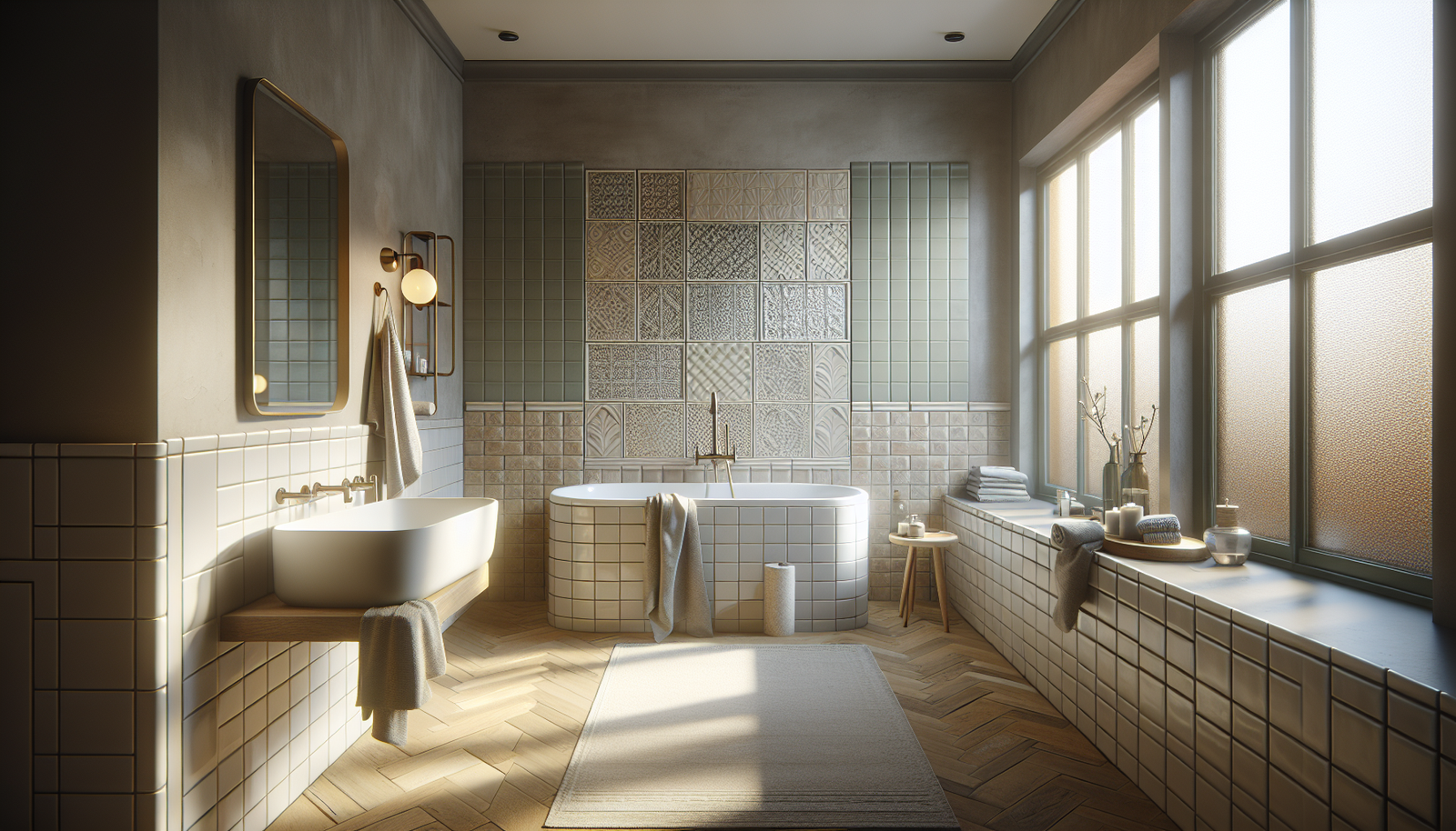 bathroom wall tile ideas with Sherwin-Williams paint