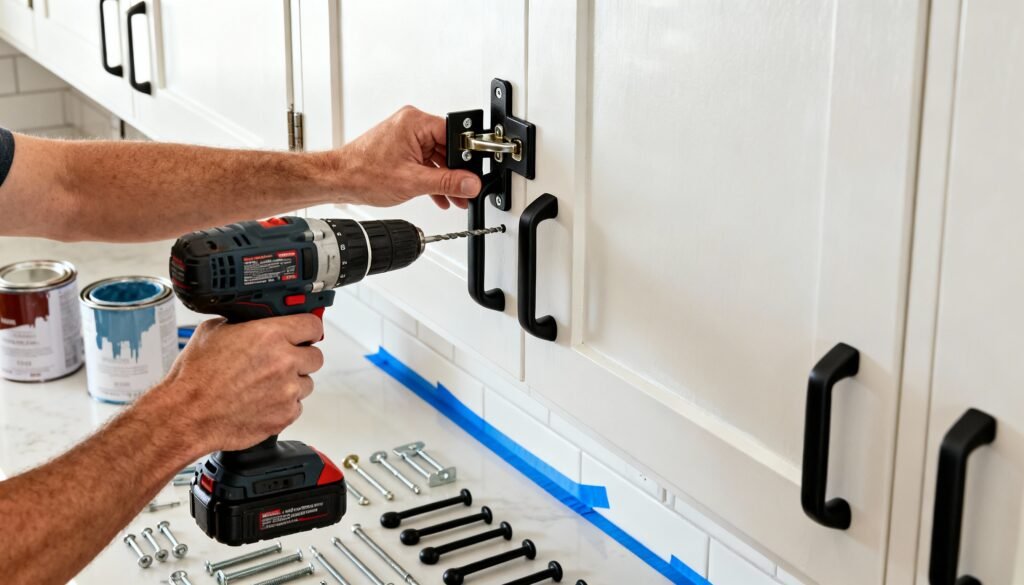 update old kitchen cabinets with paint and new hardware